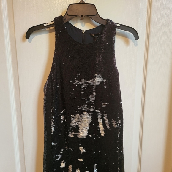 NWT MAJE BLACK/SILVER TWO TONE SEQUIN DRESS - Picture 4 of 10
